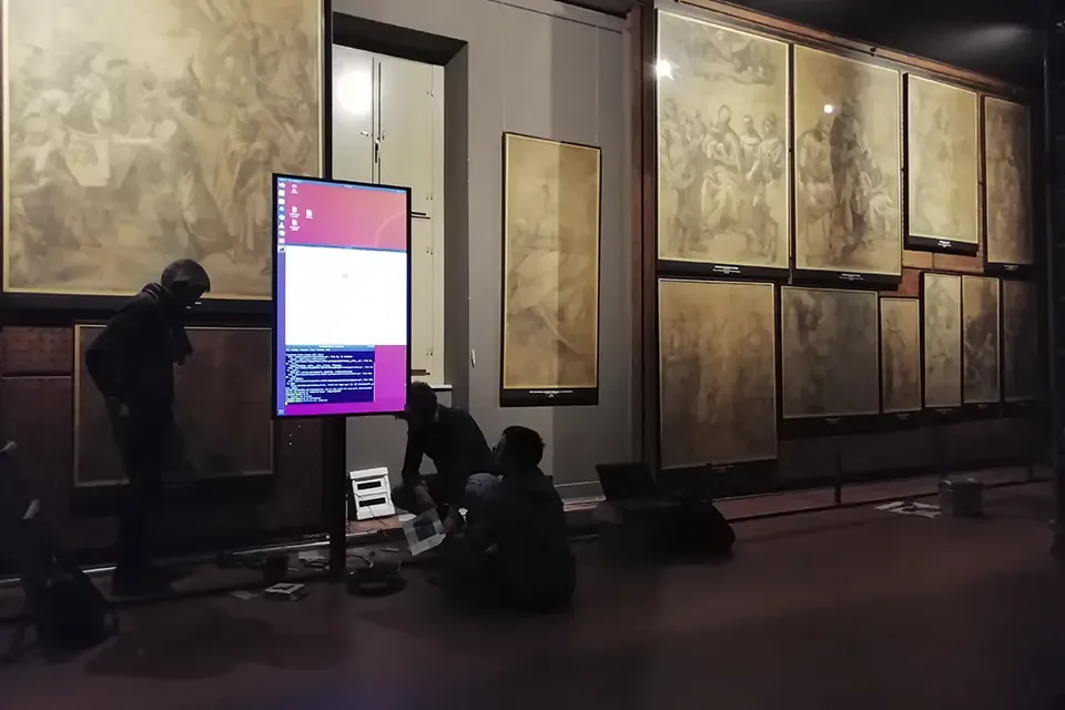Interactive installation of Renaissance Cartoons