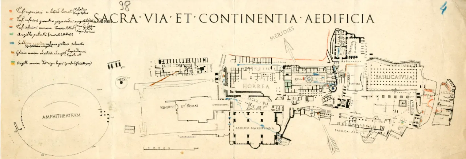 Schema geologico del Foro Romano-Palatino di Giacomo Boni, archeologo